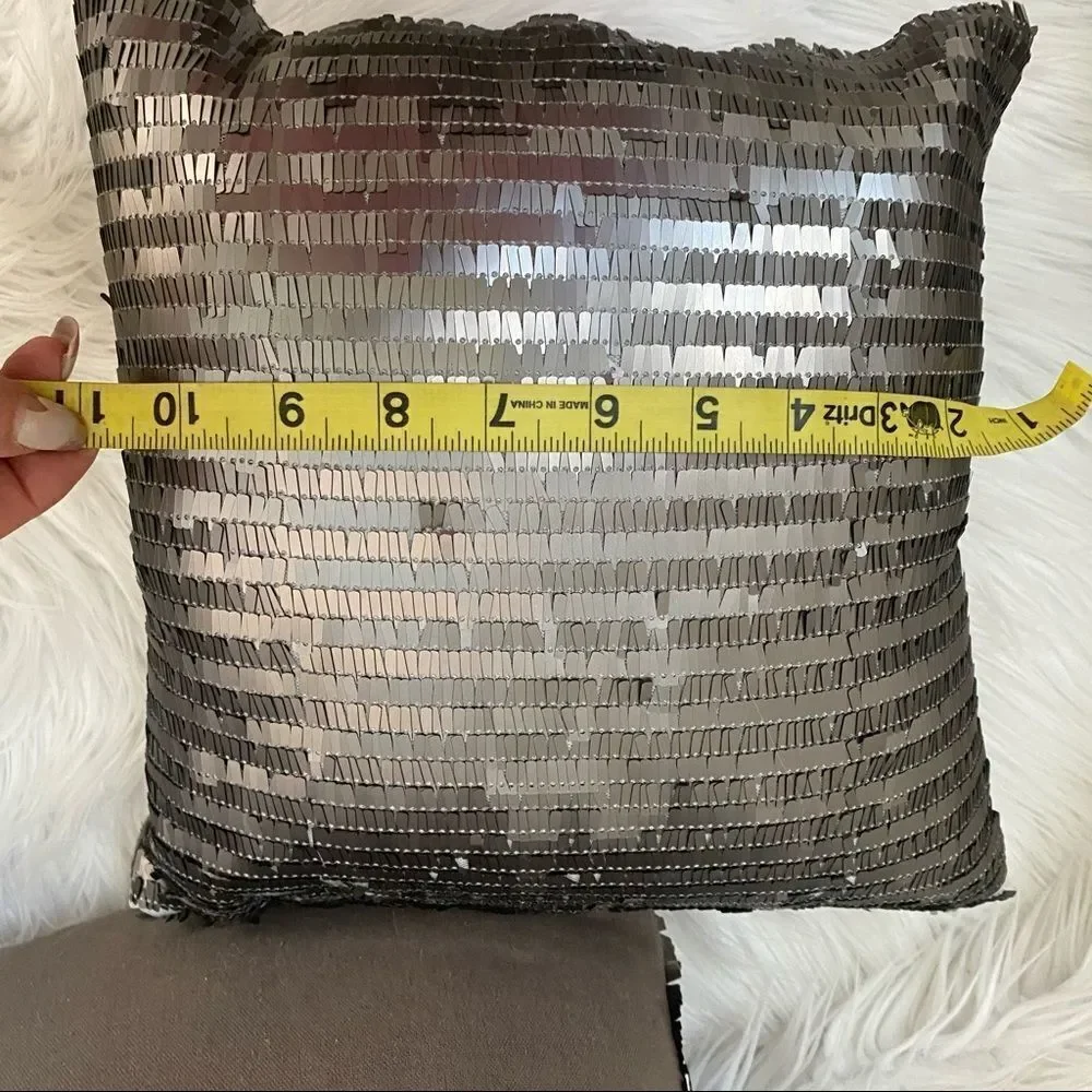 Set of two small square bronze sequins pillows